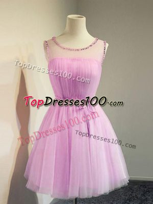 Pretty Lilac Scoop Lace Up Belt Damas Dress Sleeveless