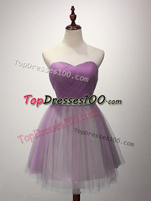 Lilac Sweetheart Lace Up Ruching Dama Dress Sleeveless