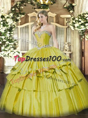 Trendy Organza and Taffeta Sleeveless Floor Length Sweet 16 Quinceanera Dress and Beading and Ruffled Layers