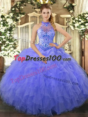 Luxurious Sleeveless Beading and Embroidery and Ruffles Lace Up Quinceanera Gown