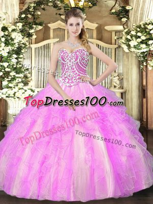 Low Price Floor Length Lilac Sweet 16 Quinceanera Dress Sweetheart Sleeveless Lace Up