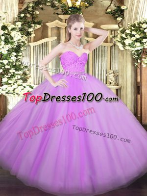 Fine Floor Length Lilac Sweet 16 Dresses Sweetheart Sleeveless Zipper