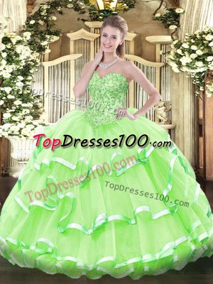 Fashion Floor Length Ball Gowns Sleeveless Quinceanera Dresses Lace Up