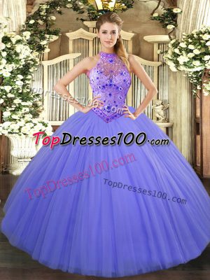 Fantastic Lavender Sleeveless Beading and Embroidery Floor Length Quince Ball Gowns