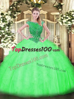 Modest Sleeveless Beading and Ruffles Floor Length Sweet 16 Dresses