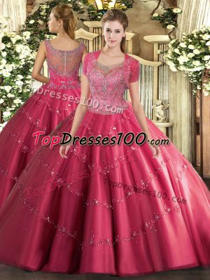 Custom Design Sleeveless Beading and Appliques Clasp Handle Quinceanera Dress