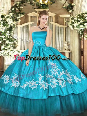 Cheap Organza and Taffeta Sleeveless Floor Length Quinceanera Dress and Embroidery