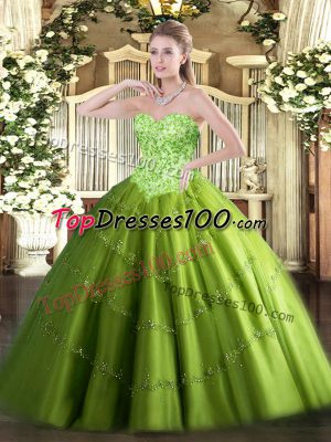 Quinceanera Gown Military Ball and Sweet 16 and Quinceanera with Appliques Sweetheart Sleeveless Lace Up