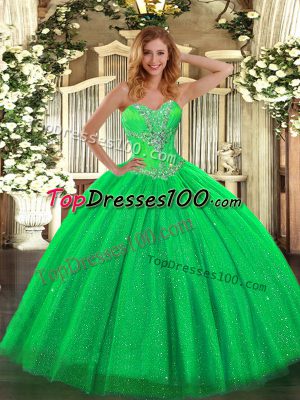 Low Price Floor Length Ball Gowns Sleeveless Green Sweet 16 Dress Lace Up