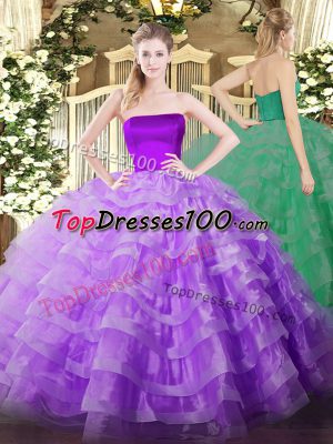 Floor Length Ball Gowns Sleeveless Lilac Sweet 16 Quinceanera Dress Zipper