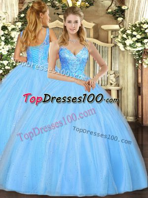 Wonderful Sleeveless Lace Up Floor Length Beading Sweet 16 Dresses