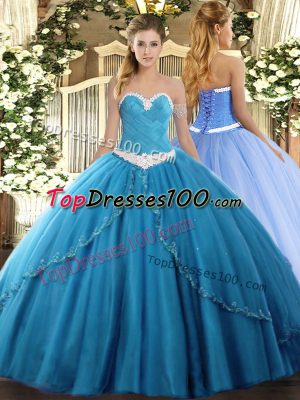 Artistic Sleeveless Brush Train Appliques Lace Up Vestidos de Quinceanera