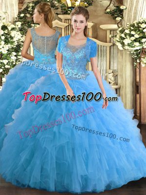 Pretty Sleeveless Beading and Ruffled Layers Clasp Handle Sweet 16 Quinceanera Dress