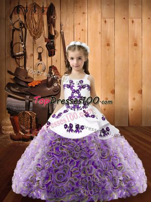 Ball Gowns Casual Dresses Multi-color Straps Fabric With Rolling Flowers Sleeveless Floor Length Lace Up