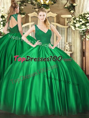 Custom Fit Turquoise Taffeta Zipper 15 Quinceanera Dress Sleeveless Floor Length Beading