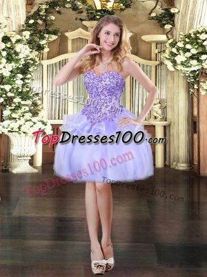 Most Popular Sleeveless Lace Up Mini Length Appliques Prom Party Dress