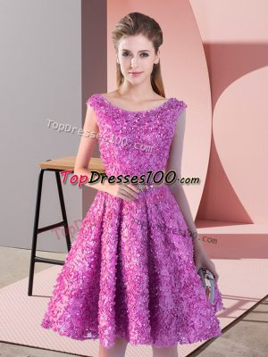 Fitting Lace Sleeveless Knee Length Prom Party Dress and Belt