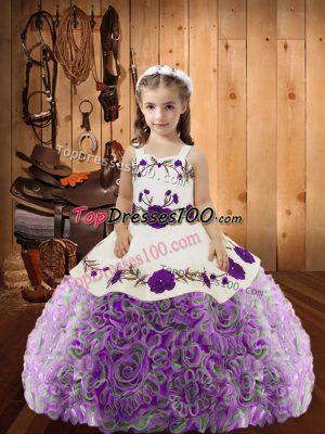 Straps Sleeveless Lace Up Little Girls Pageant Dress Wholesale Multi-color Fabric With Rolling Flowers