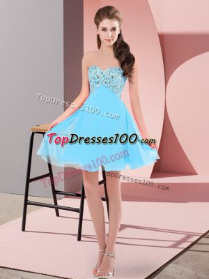 Stylish Aqua Blue Sweetheart Lace Up Beading Prom Evening Gown Sleeveless