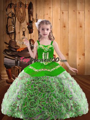 Top Selling Multi-color Sleeveless Fabric With Rolling Flowers Lace Up Party Dress for Sweet 16 and Quinceanera