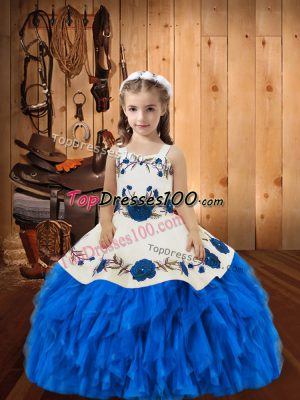 Trendy Sleeveless Lace Up Beading and Ruffles Little Girl Pageant Dress