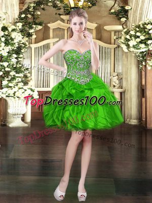 Beautiful Green Homecoming Dress Prom and Party with Beading and Ruffles Sweetheart Sleeveless Lace Up