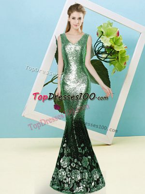 Sleeveless Floor Length Sequins Zipper Prom Dresses with