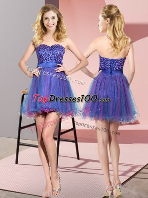 Best Selling Sleeveless Mini Length Beading and Sequins Lace Up Quinceanera Court Dresses with Multi-color