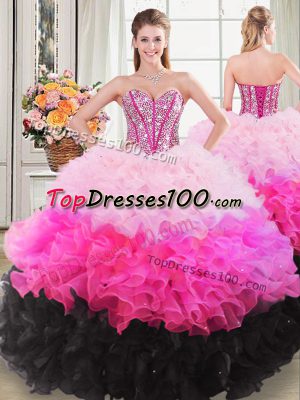 Top Selling Multi-color Sleeveless Organza Lace Up Sweet 16 Quinceanera Dress for Sweet 16 and Quinceanera