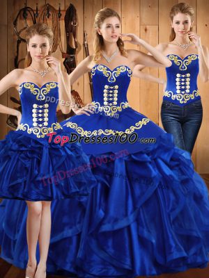 Superior Floor Length Ball Gowns Sleeveless Royal Blue Sweet 16 Dress Lace Up