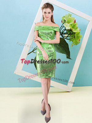 Custom Designed Short Sleeves Zipper Mini Length Sequins Dress for Prom