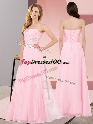 Baby Pink Sweetheart Neckline Appliques Prom Dresses Sleeveless Lace Up