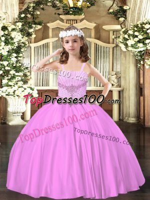 Sleeveless Lace Up Floor Length Beading Party Dresses