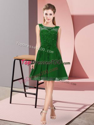 Noble Knee Length Dark Green Bridesmaid Gown Scoop Sleeveless Zipper