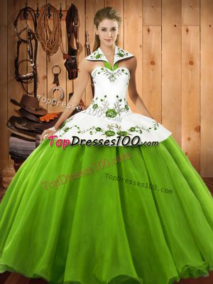 Vintage Floor Length Quinceanera Dresses Satin and Tulle Sleeveless Embroidery