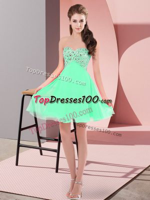 Apple Green Homecoming Dress Prom and Party with Beading Sweetheart Sleeveless Lace Up