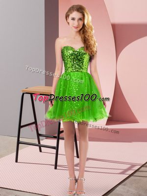 Custom Fit Green Sweetheart Neckline Sequins Prom Evening Gown Sleeveless Zipper