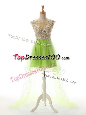 Super Scoop Sleeveless High Low Appliques Tulle