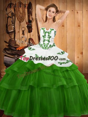 Excellent 15 Quinceanera Dress Strapless Sleeveless Sweep Train Lace Up