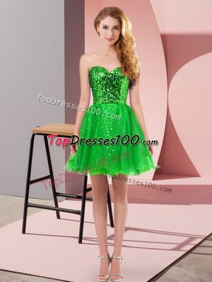 Graceful Green Dress for Prom Prom and Party with Sequins Sweetheart Sleeveless Zipper