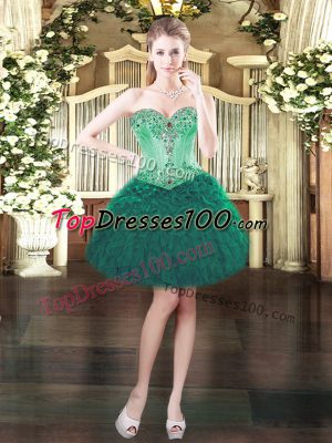 Best Selling Sleeveless Beading and Ruffles Lace Up Prom Gown