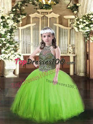 Beautiful Lace Up Juniors Party Dress Beading Sleeveless Floor Length