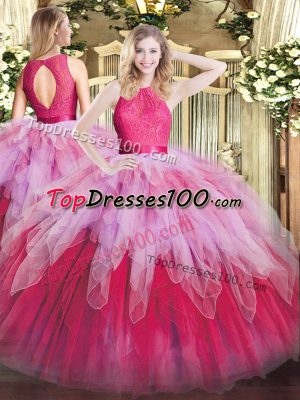 Dramatic Floor Length Multi-color Quince Ball Gowns Scoop Sleeveless Zipper