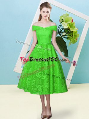 Excellent Cap Sleeves Lace Up Tea Length Bowknot Quinceanera Dama Dress