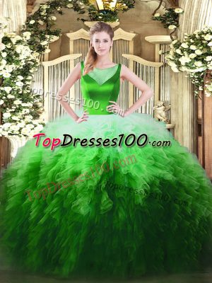Beauteous Floor Length Multi-color Quinceanera Dresses Scoop Sleeveless Side Zipper