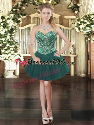 Dark Green Sweetheart Lace Up Beading Prom Evening Gown Sleeveless