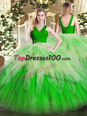 New Arrival Sleeveless Zipper Floor Length Ruffles Sweet 16 Dresses