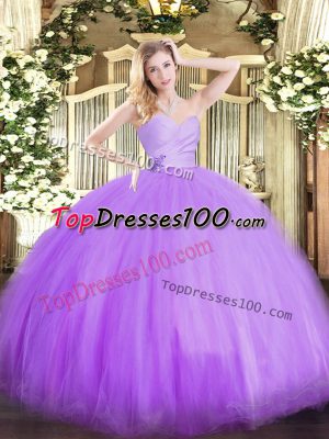 Lavender Sleeveless Beading Floor Length Sweet 16 Quinceanera Dress