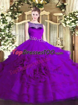 Free and Easy Sleeveless Beading and Ruffled Layers Zipper Quinceanera Dresses