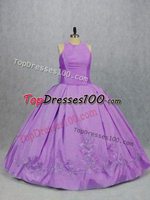Eye-catching Embroidery Quinceanera Gown Lilac Zipper Sleeveless Floor Length